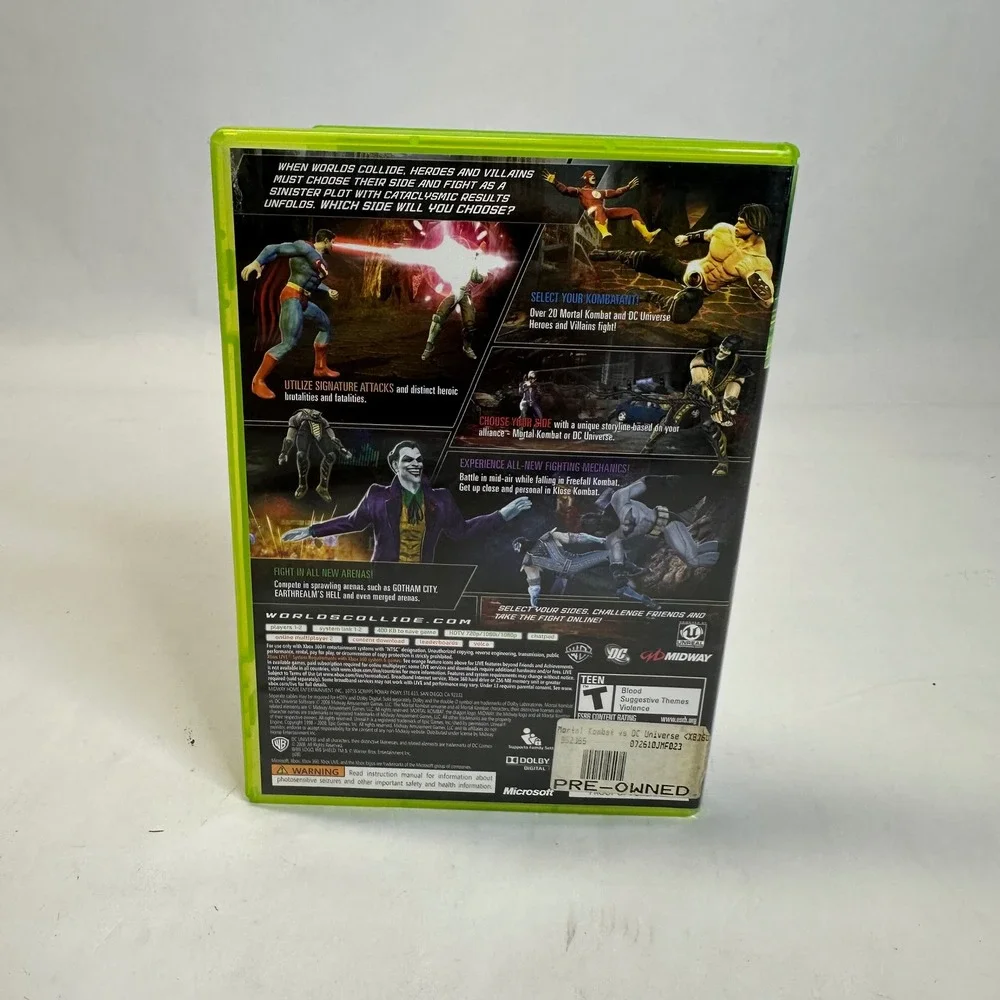 Mortal Kombat vs DC Universe‎ Xbox 360 Game Disc Case Manual Tested Works